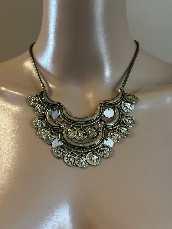 Jenny Bird Jewelry - Jenny Bird Vintage-Style Coin Bib Statement Necklace – Antique Brass & Silver